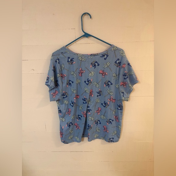 Disney Stitch Tropical Sleepwear Pajama Top XL Blue Short Sleeve - Picture 2 of 5